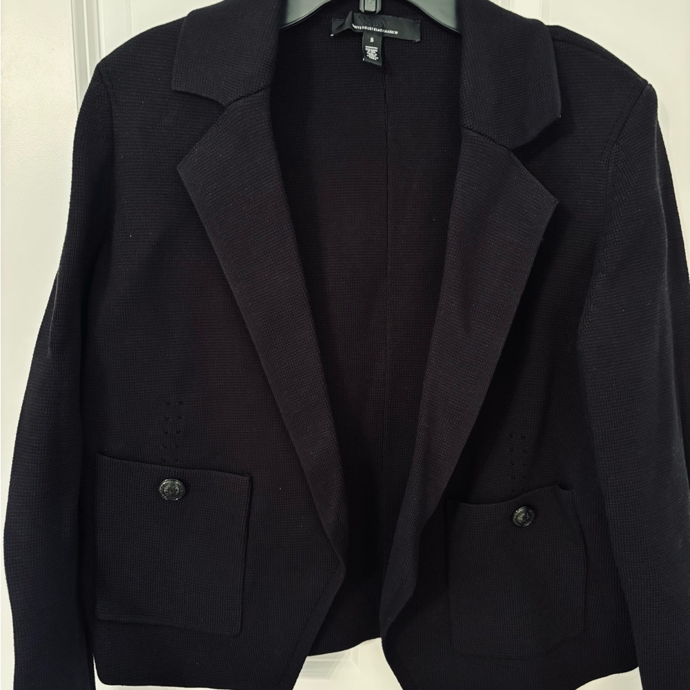 WHBM Black Open Front Knit Blazer